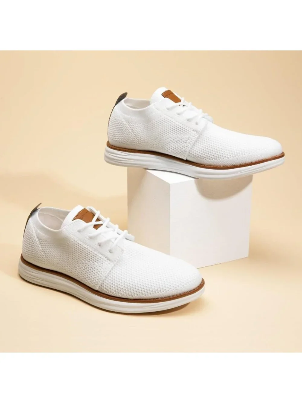 Bruno Marc Men's White Ethylene Vinyl Acetate Lace up Lightweight Sneakers
